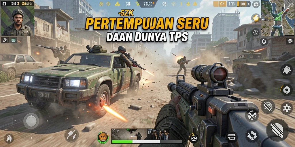 Tampilan utama gameplay 5ZK dengan aksi pertempuran seru TPS.