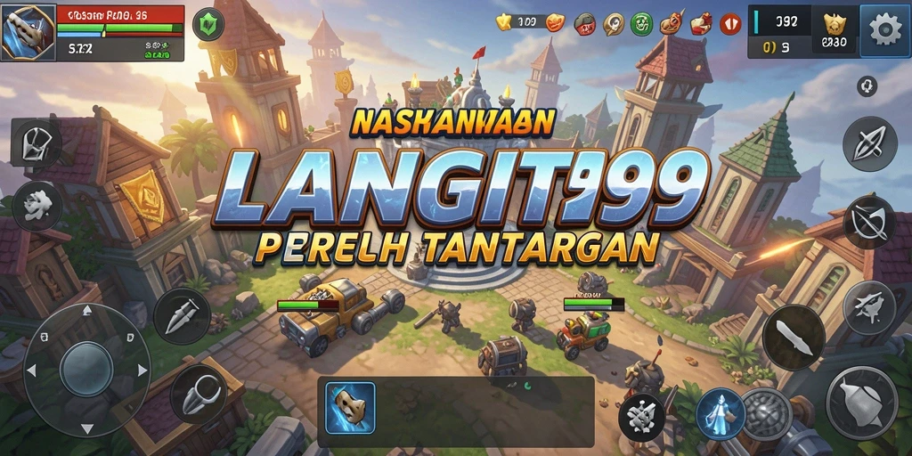Screenshot LANGIT99 menunjukkan pertempuran strategi yang intens.