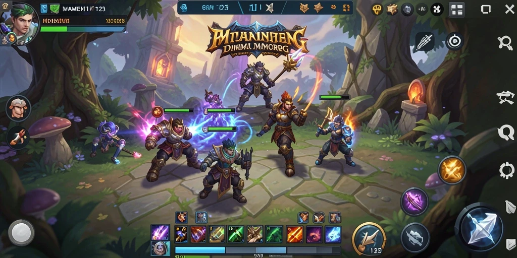 Tangkapan layar gameplay MAMEN123 menunjukkan pertarungan seru dengan teman-teman.