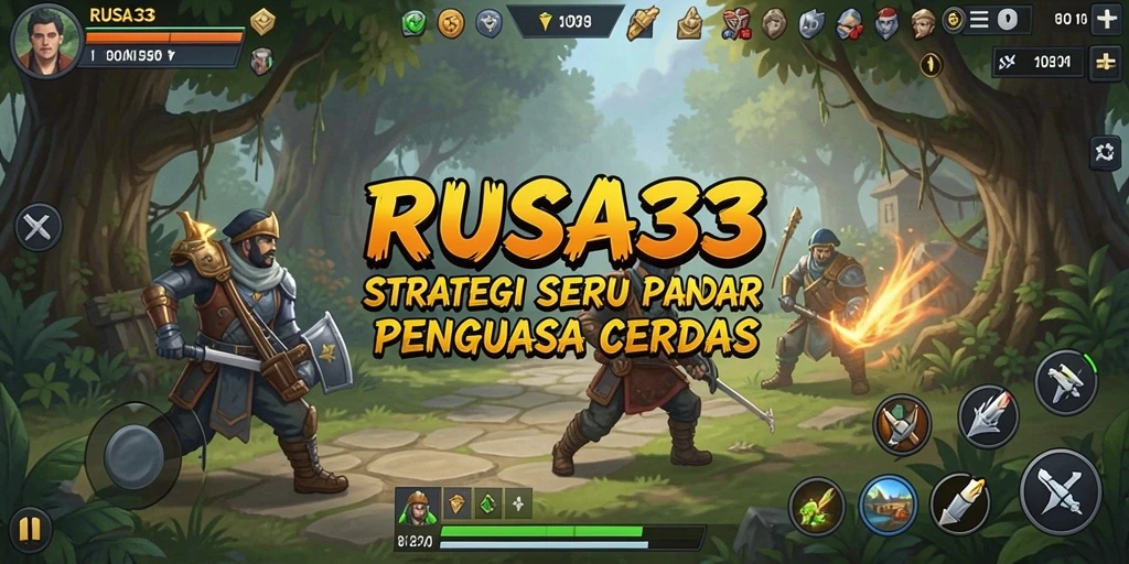 Tangkapan layar utama RUSA33 menampilkan aksi strategi yang intens.